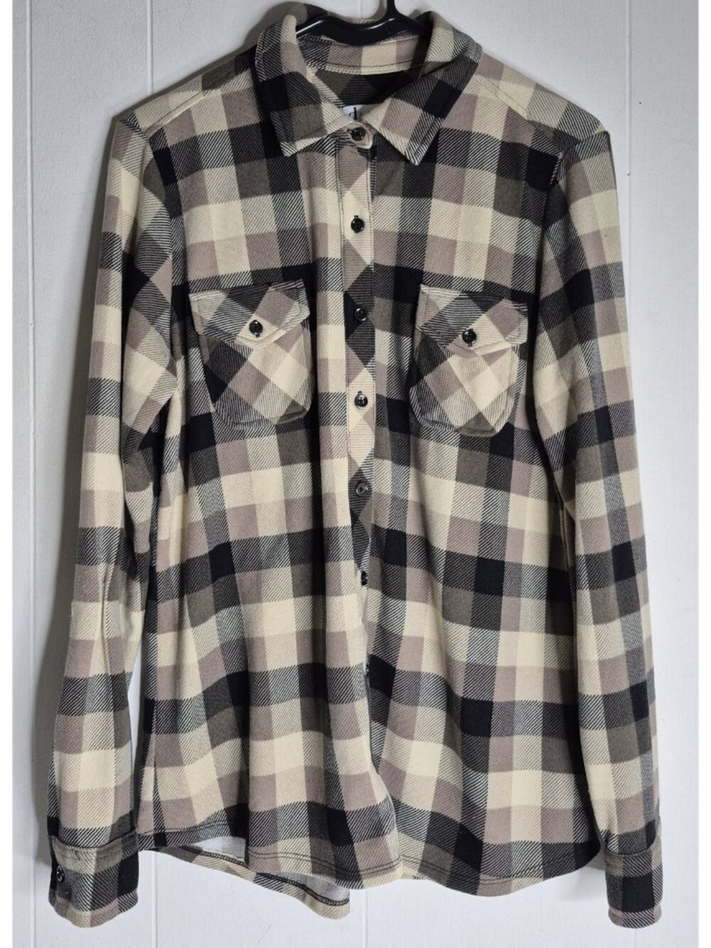 D & CO Long Sleeve Button Up Plaid Shirt Women's Size S Brown